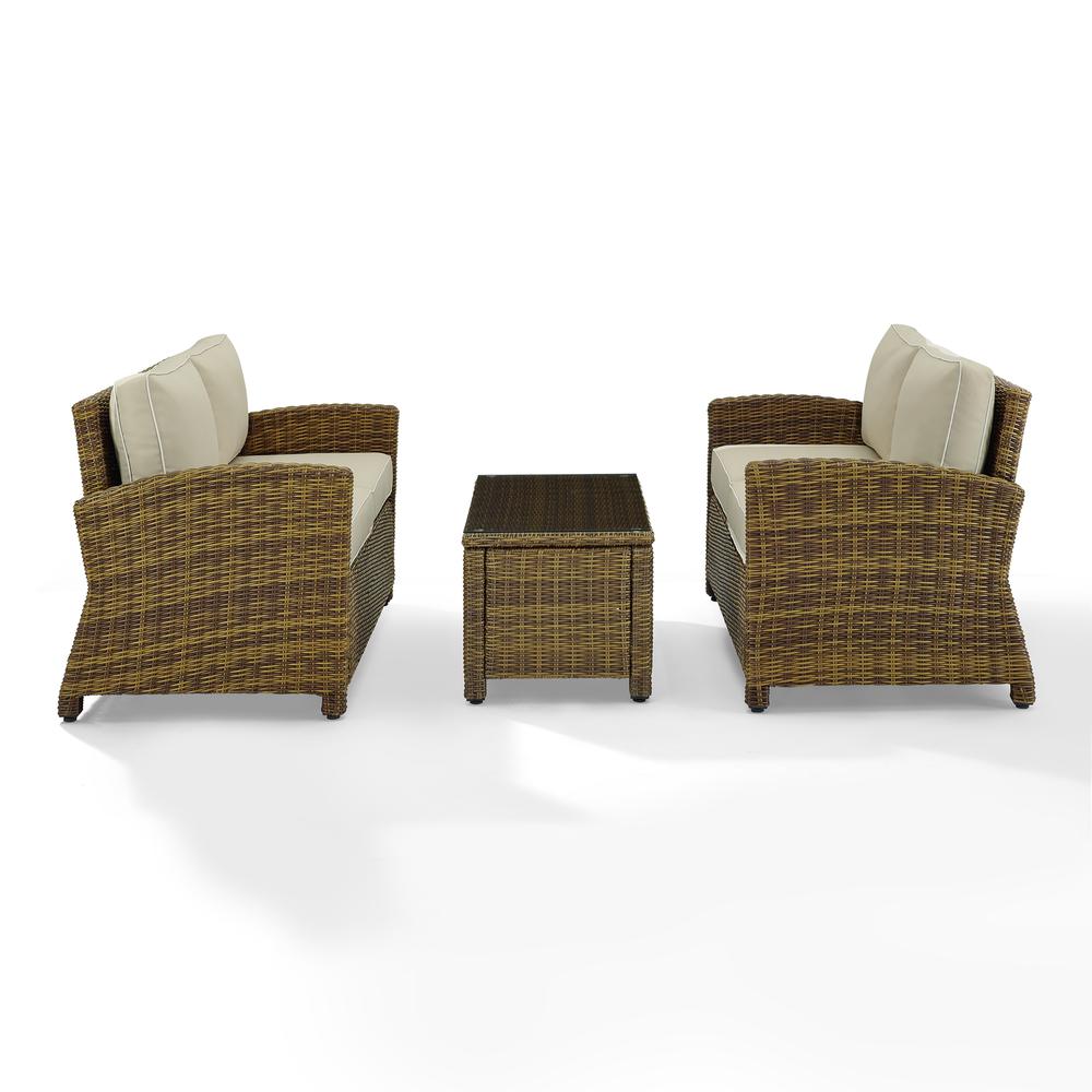 Bradenton 3Pc Outdoor Wicker Conversation Set Sand/Weathered Brown - Coffee Table & 2 Loveseats. Picture 1