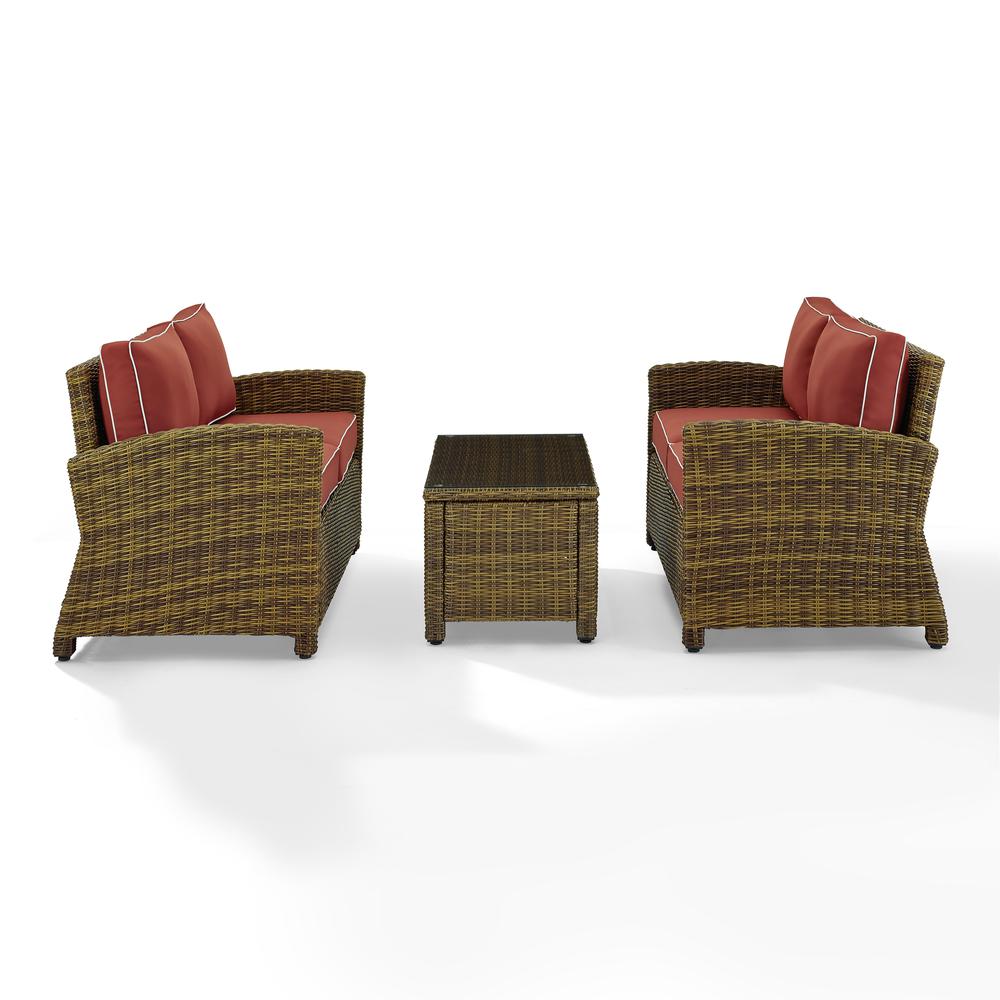 Bradenton 3Pc Outdoor Wicker Conversation Set Sangria/Weathered Brown - Coffee Table & 2 Loveseats. Picture 1