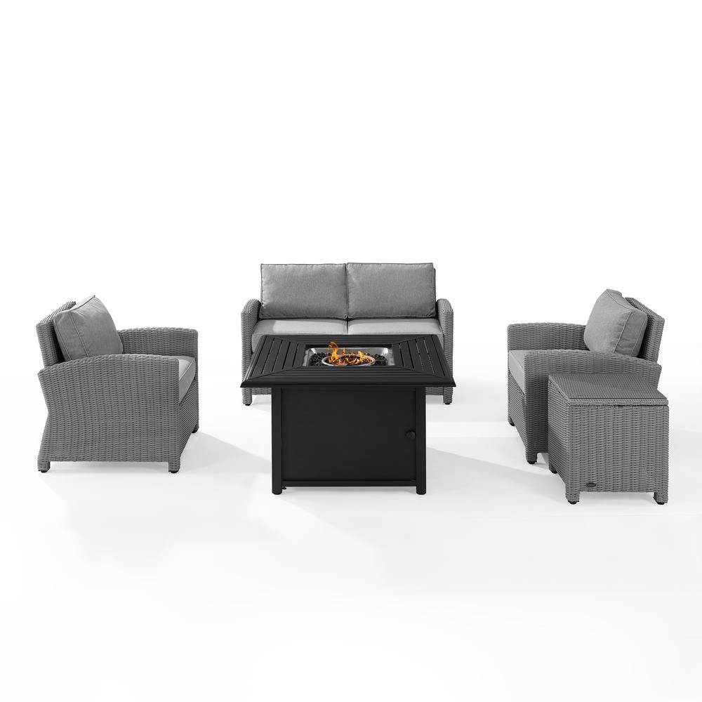 Bradenton 5Pc Wicker Sofa Set W/Fire Table Gray/Gray - Sofa, Dante Fire Table, Side Table, & 2 Arm Chairs. Picture 24