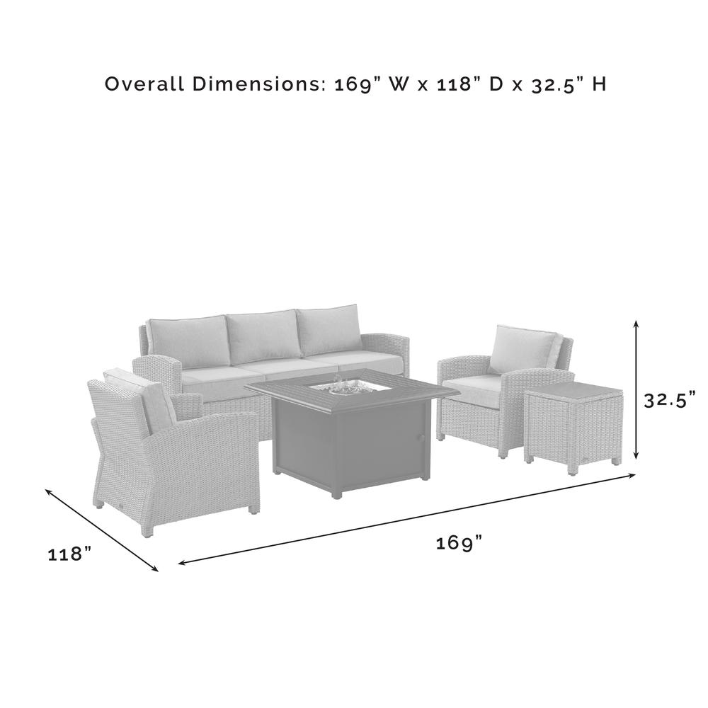 Bradenton 5Pc Wicker Sofa Set W/Fire Table Gray/Gray - Sofa, Dante Fire Table, Side Table, & 2 Arm Chairs. Picture 27