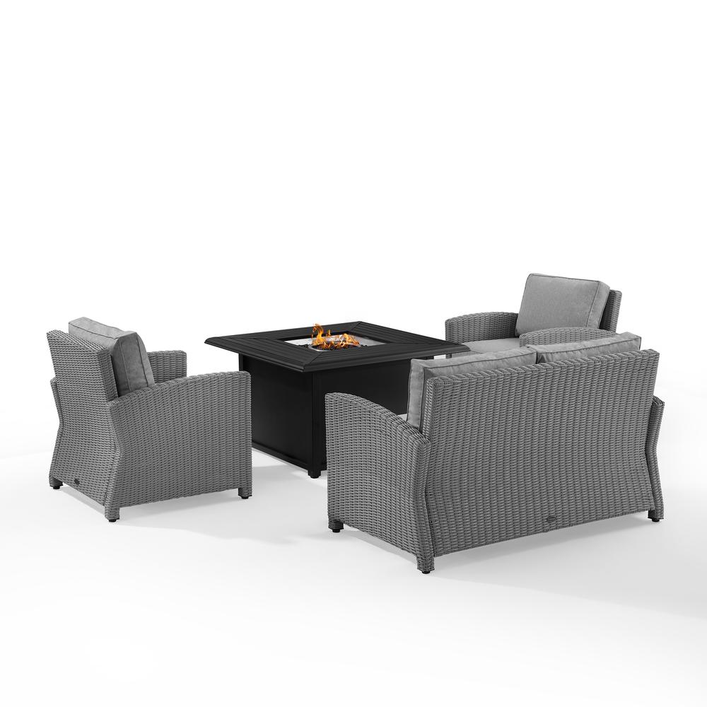 Bradenton 4Pc Wicker Convers Set W/Fire Table Gray/Gray - Loveseat, Dante Fire Table, & 2 Armchairs. Picture 10