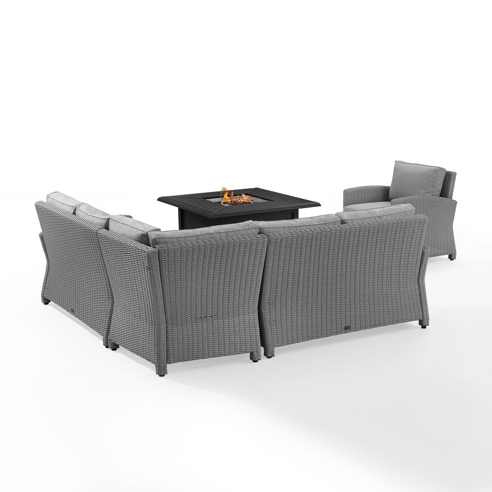 Bradenton 5Pc Wicker Sectional Set W/Fire Table Gray/Gray - Right Corner Loveseat, Left Corner Loveseat, Corner Chair, Arm Chair, & Dante Fire Table. Picture 10