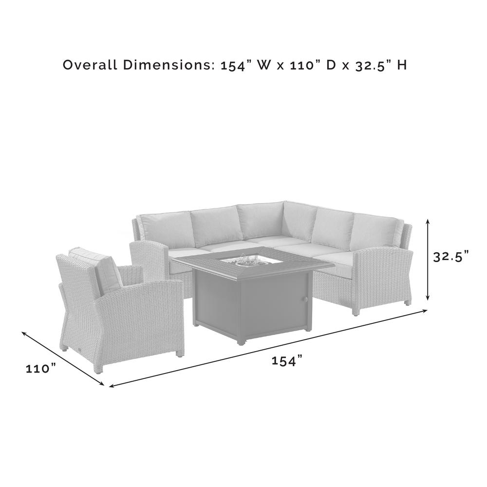 Bradenton 5Pc Wicker Sectional Set W/Fire Table Gray/Gray - Right Corner Loveseat, Left Corner Loveseat, Corner Chair, Arm Chair, & Dante Fire Table. Picture 12