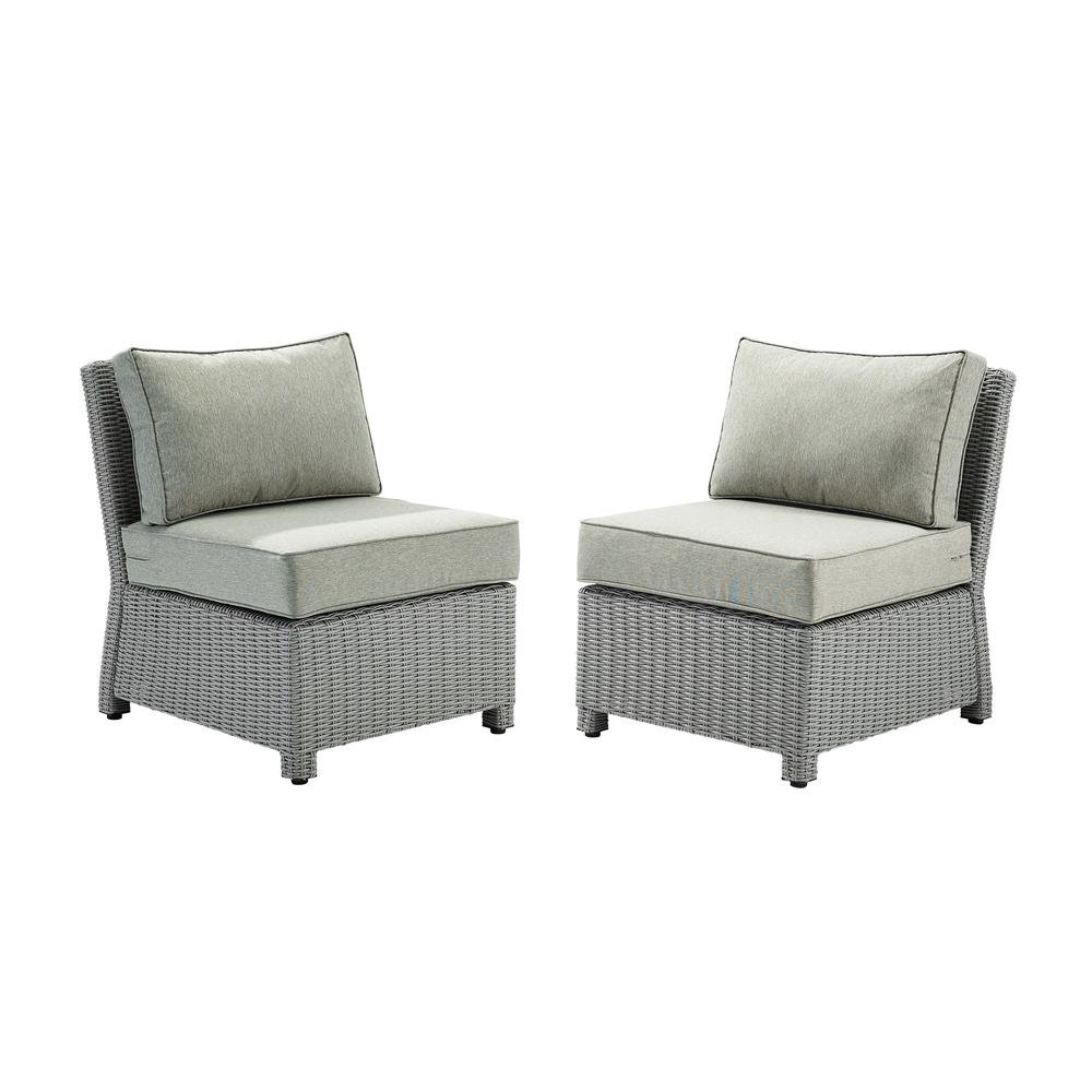 Bradenton 2Pc Outdoor Wicker Chair Set Gray/Gray - 2 Armless Chairs. Picture 1