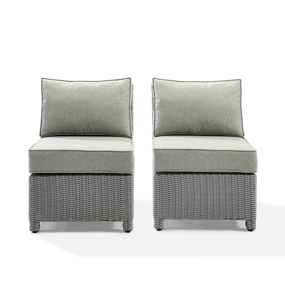 Bradenton 2Pc Outdoor Wicker Chair Set Gray/Gray - 2 Armless Chairs. Picture 4