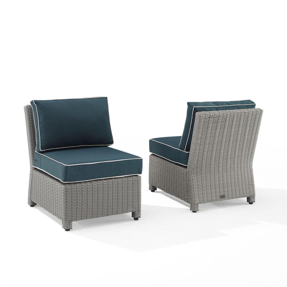 Bradenton 2Pc Outdoor Wicker Chair Set Navy/Gray - 2 Armless Chairs. Picture 2