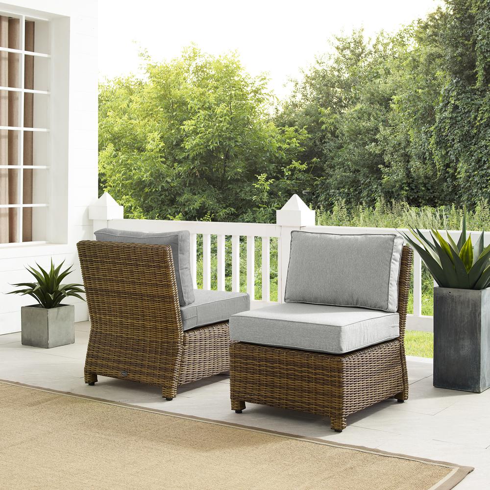 Bradenton 2Pc Outdoor Wicker Chair Set Gray/Weathered Brown - 2 Armless Chairs. Picture 8