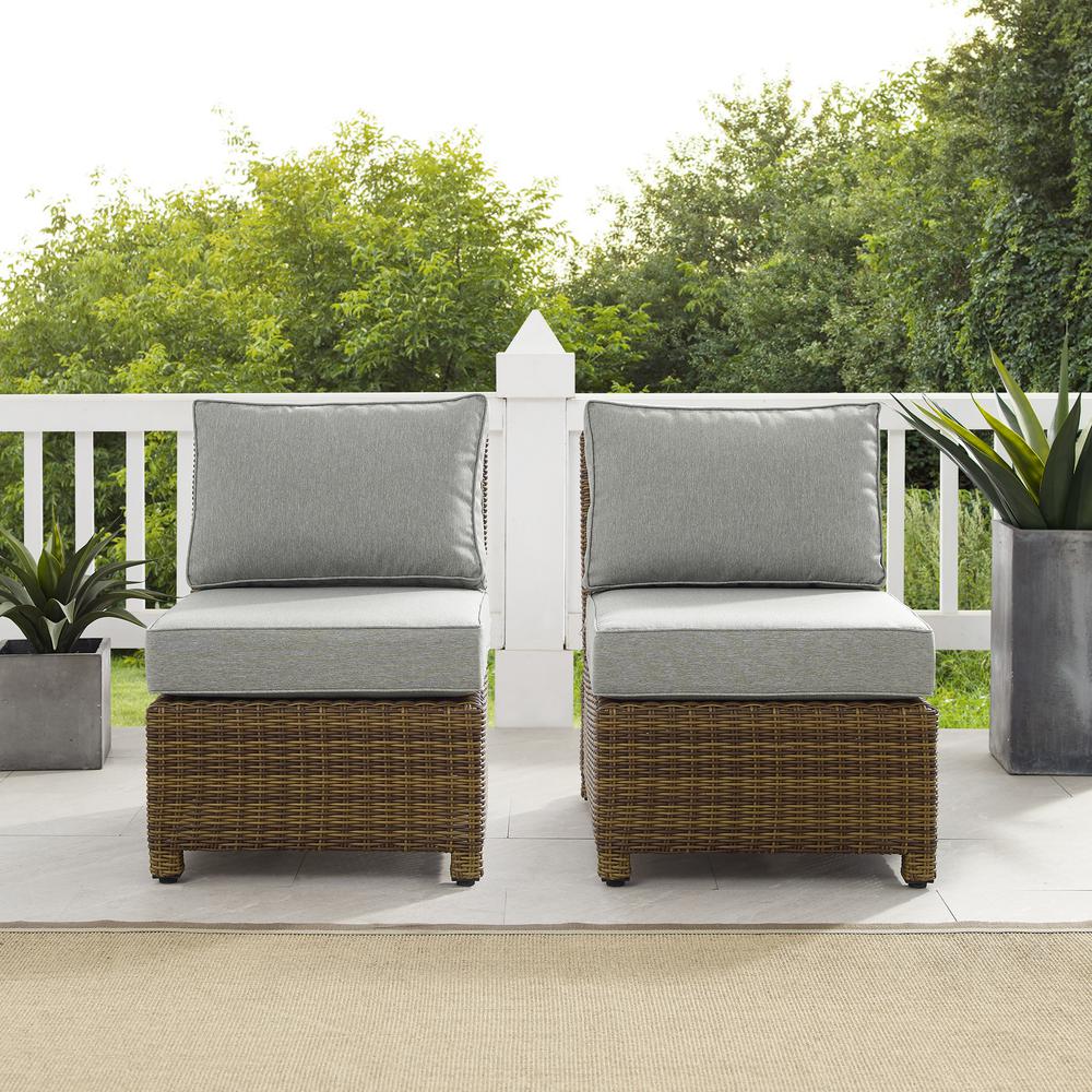 Bradenton 2Pc Outdoor Wicker Chair Set Gray/Weathered Brown - 2 Armless Chairs. Picture 9