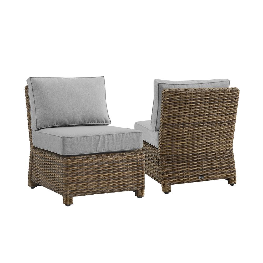 Bradenton 2Pc Outdoor Wicker Chair Set Gray/Weathered Brown - 2 Armless Chairs. Picture 3