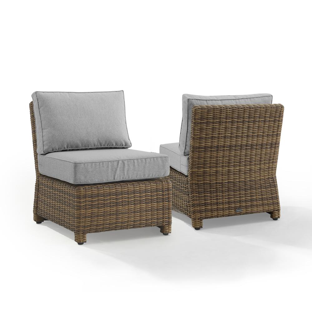 Bradenton 2Pc Outdoor Wicker Chair Set Gray/Weathered Brown - 2 Armless Chairs. Picture 2