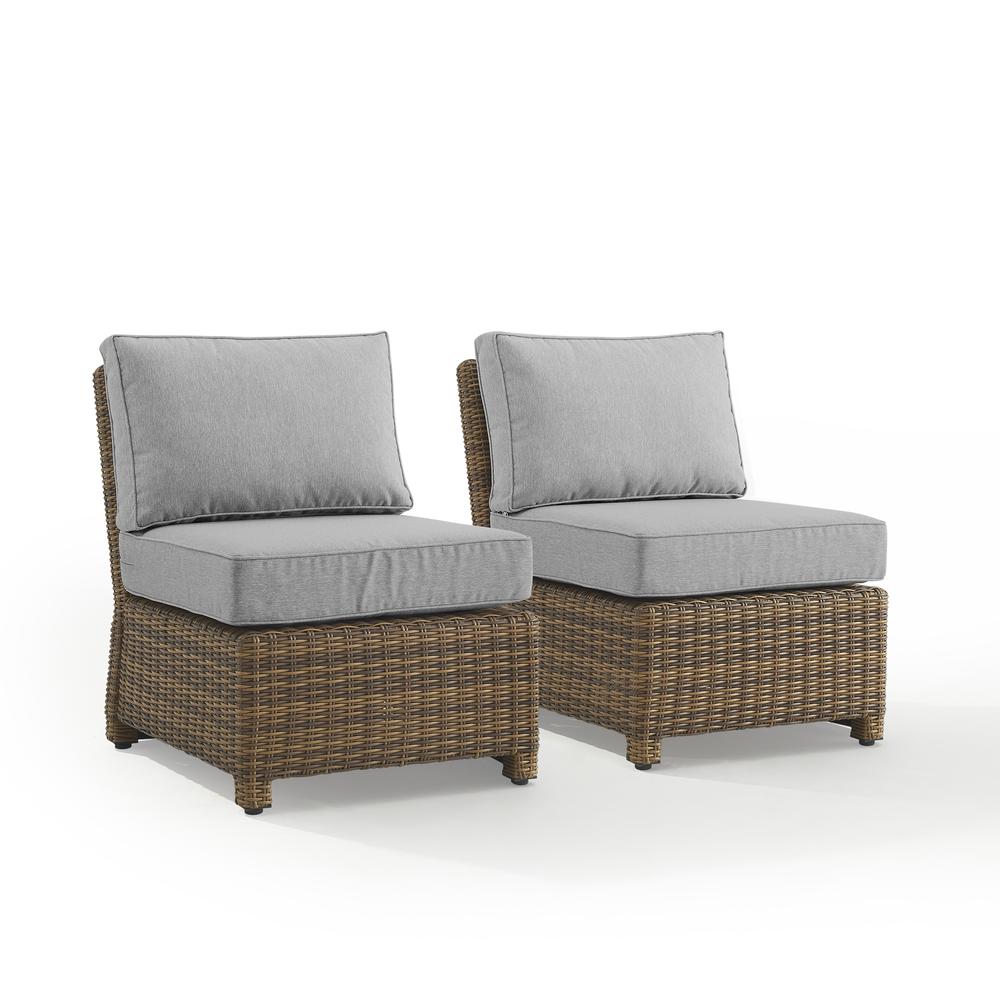 Bradenton 2Pc Outdoor Wicker Chair Set Gray/Weathered Brown - 2 Armless Chairs. Picture 1