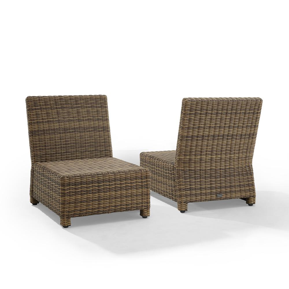 Bradenton 2Pc Outdoor Wicker Chair Set Gray/Weathered Brown - 2 Armless Chairs. Picture 5