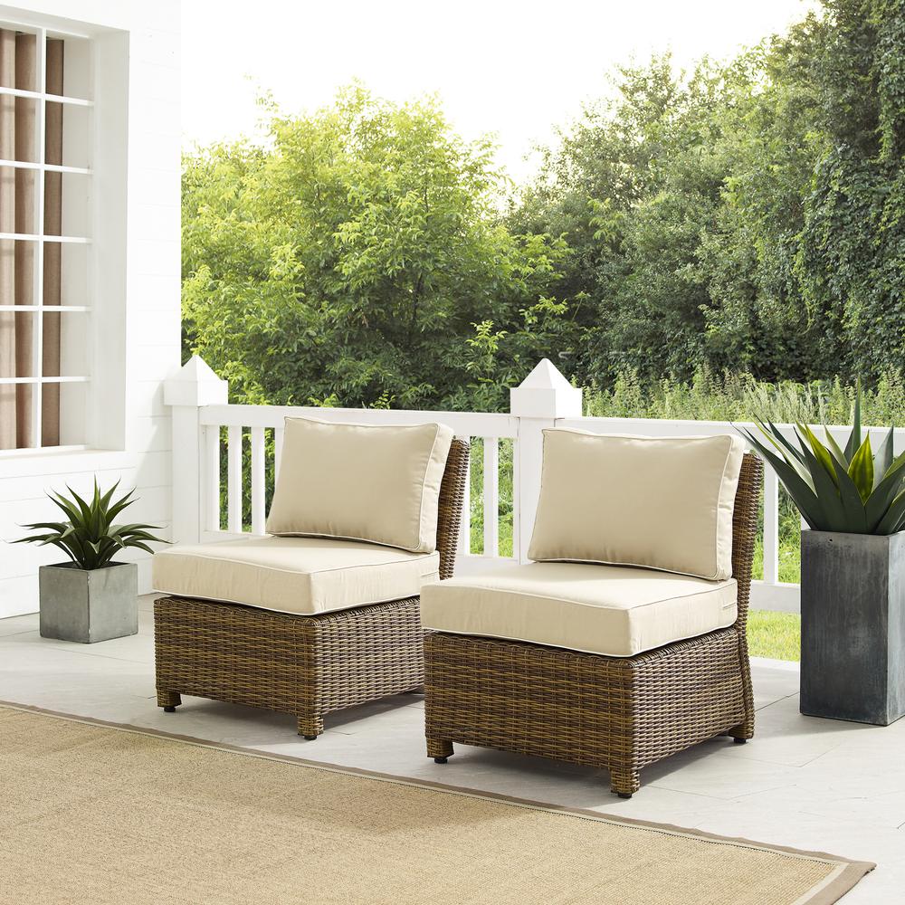 Bradenton 2Pc Outdoor Wicker Chair Set Sand/Weathered Brown - 2 Armless Chairs. Picture 5