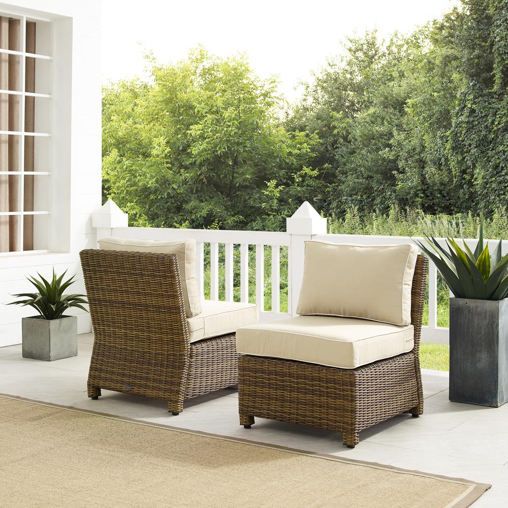 Bradenton 2Pc Outdoor Wicker Chair Set Sand/Weathered Brown - 2 Armless Chairs. Picture 6