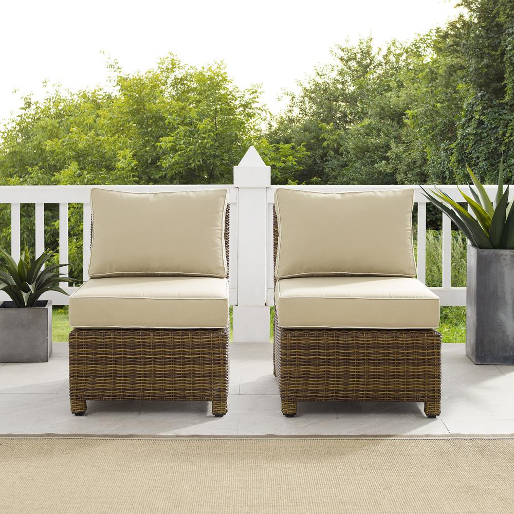 Bradenton 2Pc Outdoor Wicker Chair Set Sand/Weathered Brown - 2 Armless Chairs. The main picture.