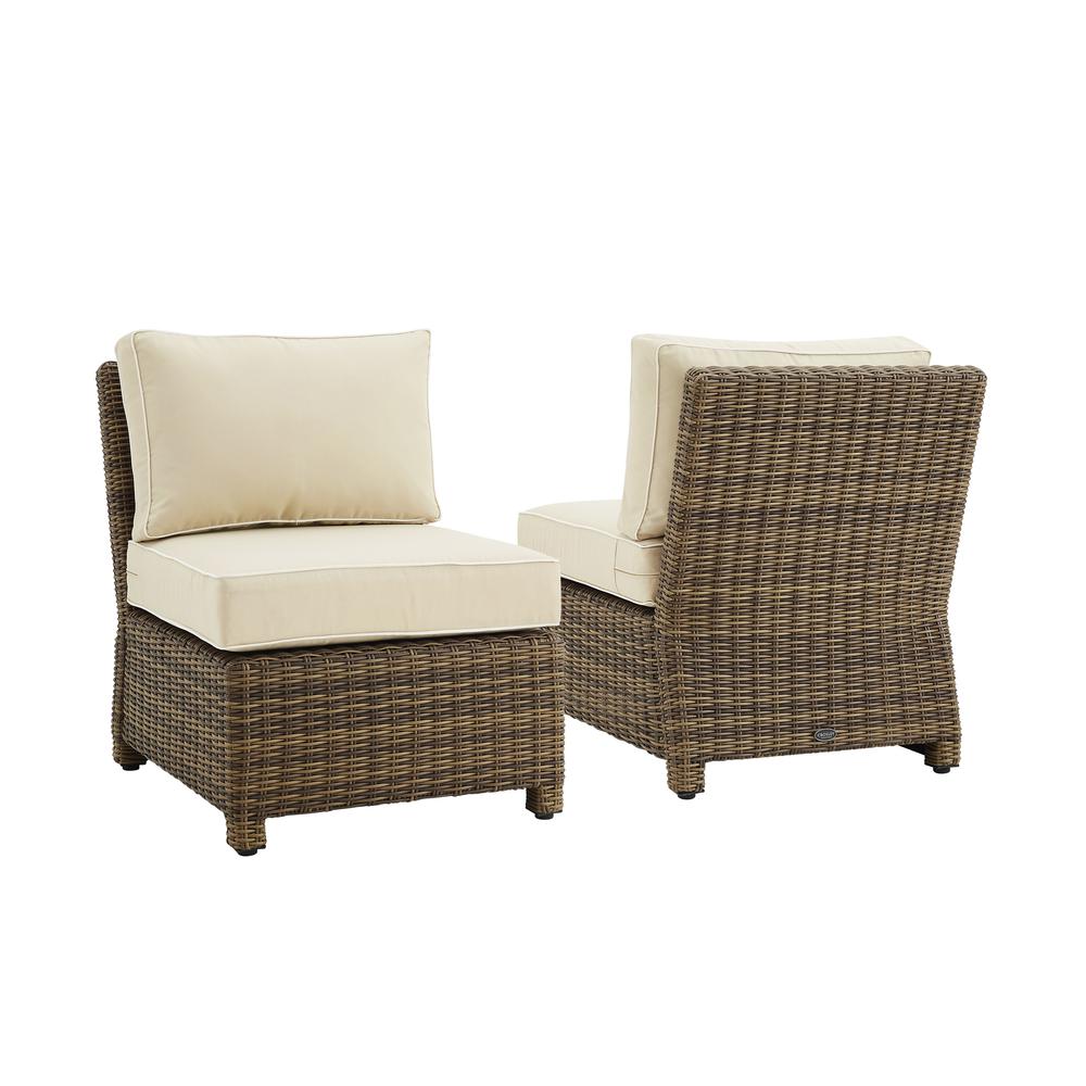 Bradenton 2Pc Outdoor Wicker Chair Set Sand/Weathered Brown - 2 Armless Chairs. Picture 2