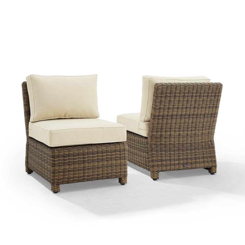 Bradenton 2Pc Outdoor Wicker Chair Set Sand/Weathered Brown - 2 Armless Chairs. Picture 4
