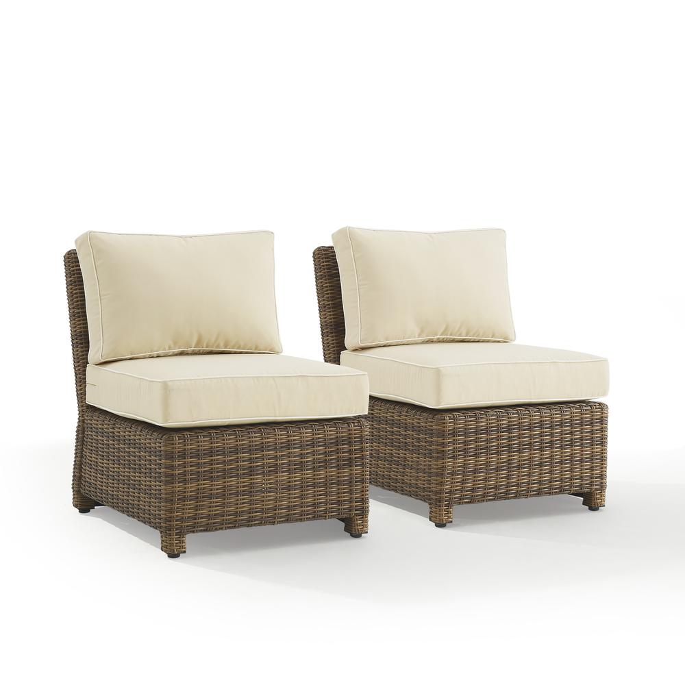Bradenton 2Pc Outdoor Wicker Chair Set Sand/Weathered Brown - 2 Armless Chairs. Picture 3