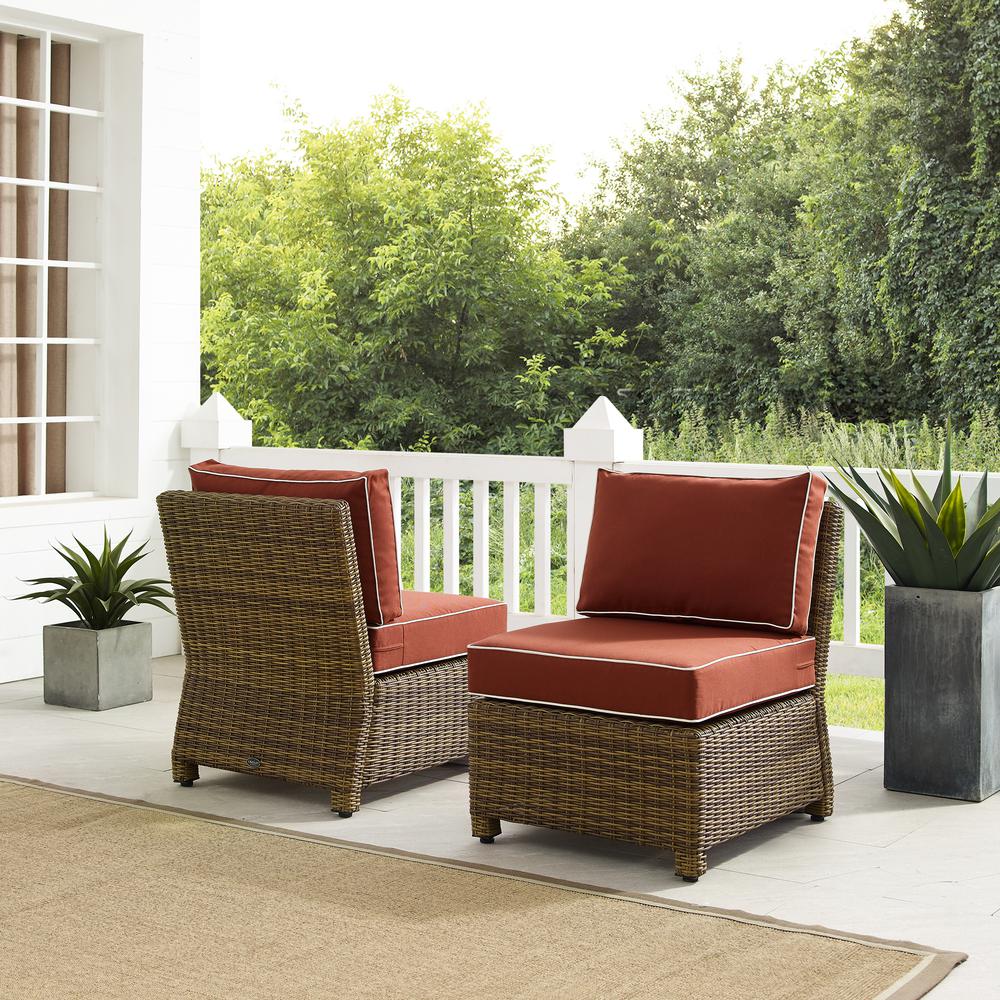 Bradenton 2Pc Outdoor Wicker Chair Set Sangria/Weathered Brown - 2 Armless Chairs. Picture 12