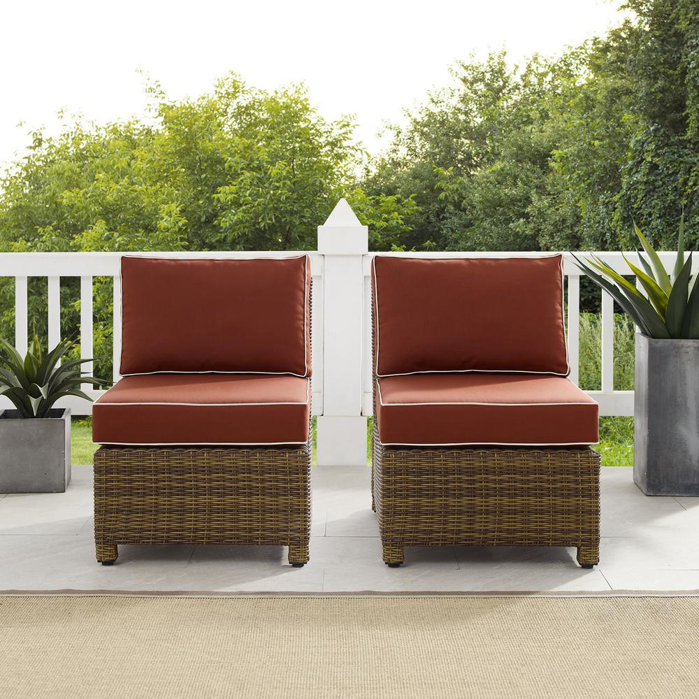 Bradenton 2Pc Outdoor Wicker Chair Set Sangria/Weathered Brown - 2 Armless Chairs. Picture 8