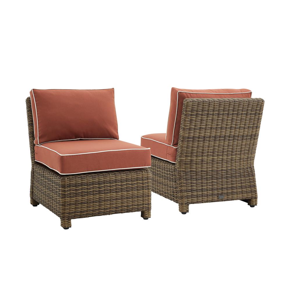 Bradenton 2Pc Outdoor Wicker Chair Set Sangria/Weathered Brown - 2 Armless Chairs. Picture 9