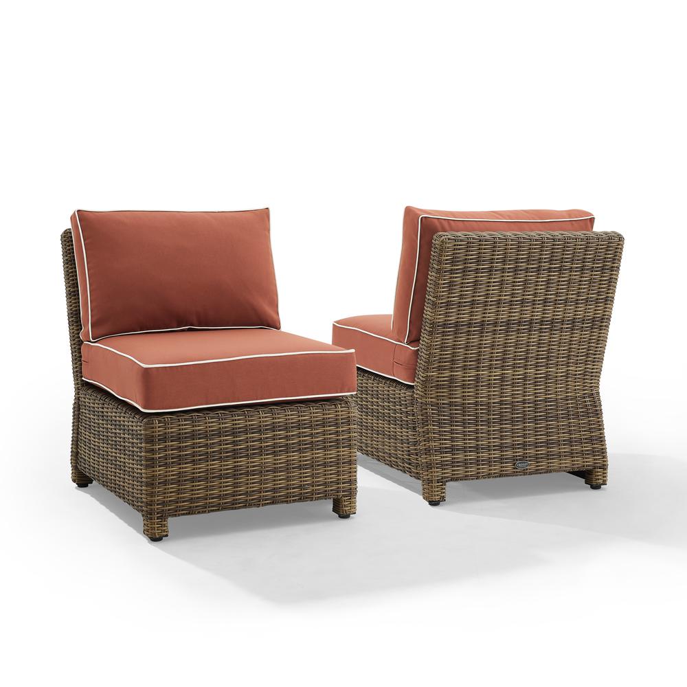 Bradenton 2Pc Outdoor Wicker Chair Set Sangria/Weathered Brown - 2 Armless Chairs. Picture 7