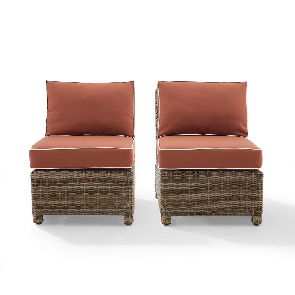 Bradenton 2Pc Outdoor Wicker Chair Set Sangria/Weathered Brown - 2 Armless Chairs. Picture 10