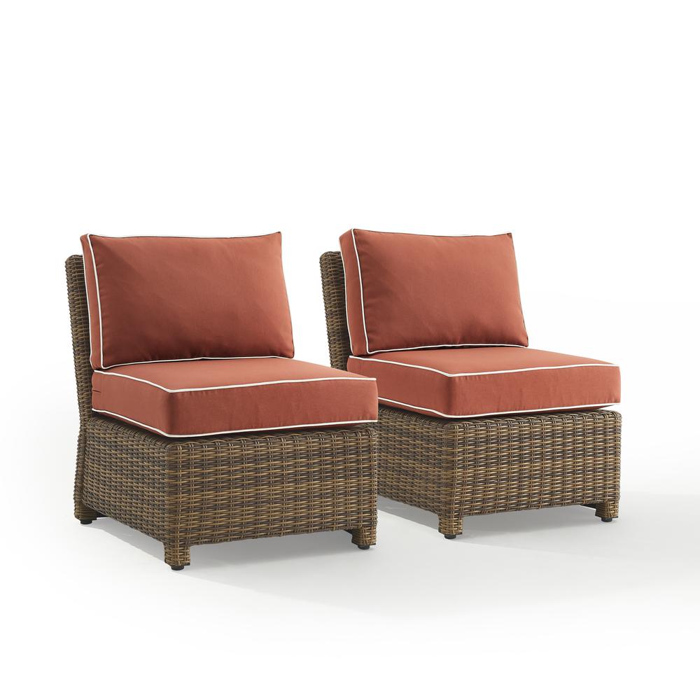 Bradenton 2Pc Outdoor Wicker Chair Set Sangria/Weathered Brown - 2 Armless Chairs. Picture 4