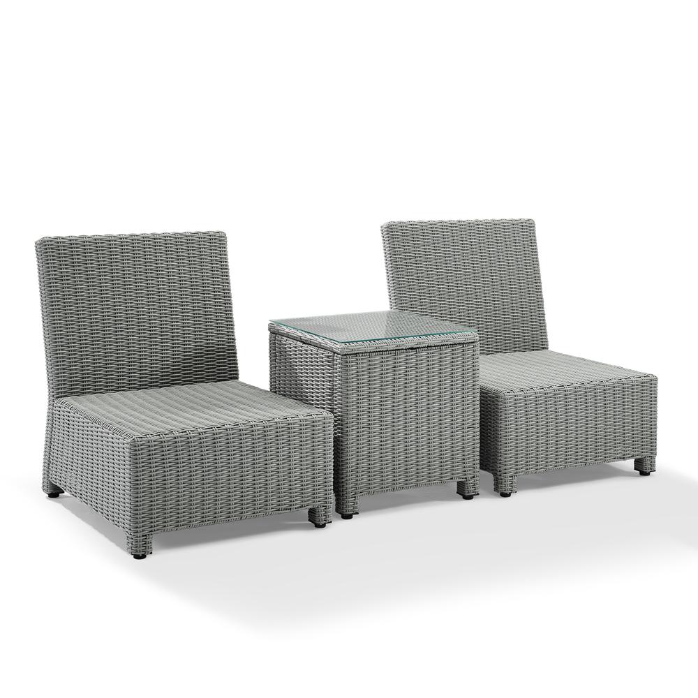 Bradenton 3Pc Outdoor Wicker Conversation Set With Gray Bradenton Gray Outdoor Wicker - Side Table & 2 Armless Chairs. Picture 7