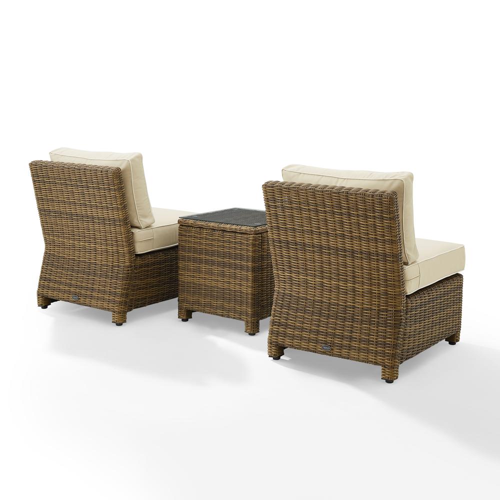 Bradenton 3Pc Outdoor Wicker Chair Set Sand/ Weathered Brown - Side Table & 2 Armless Chairs. Picture 5