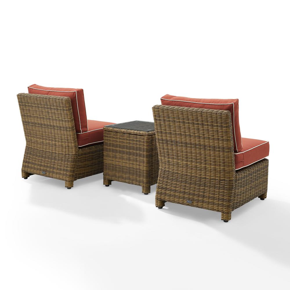 Bradenton 3Pc Outdoor Wicker Chair Set Sangria /Weathered Brown - Side Table & 2 Armless Chairs. Picture 8