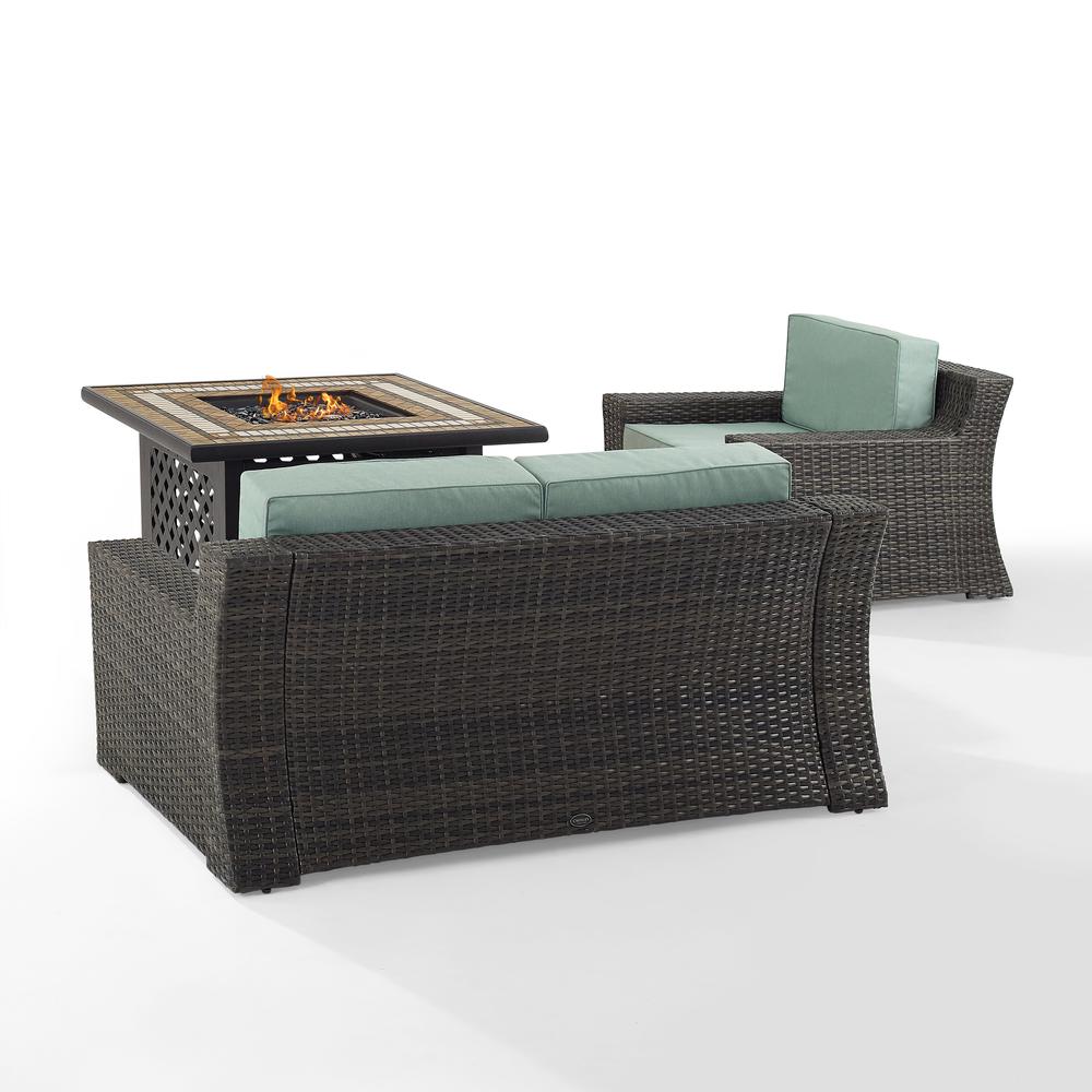 Beaufort 3Pc Outdoor Wicker Conversation Set W/Fire Table Mist/Brown - Tucson Fire Table, Loveseat, & Chair. Picture 10