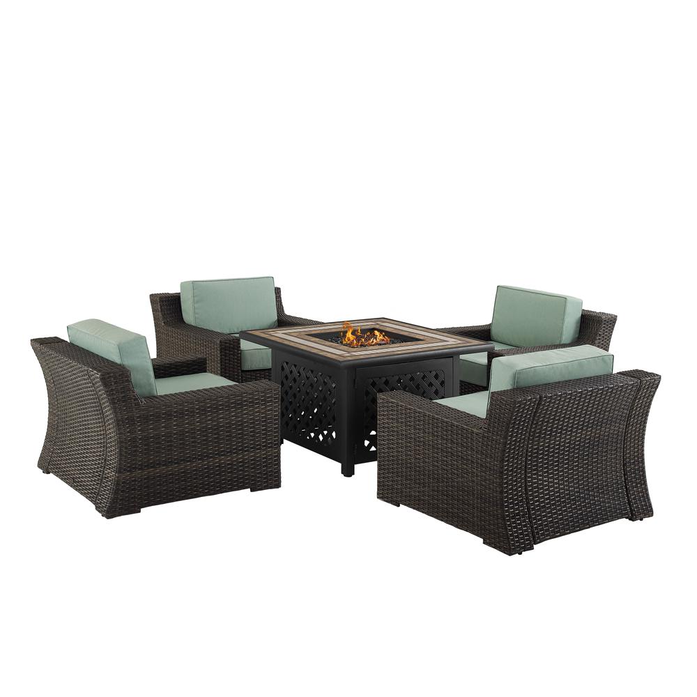 Beaufort 5Pc Outdoor Wicker Chair Set W/Fire Table Mist/Brown - Fire Table & 4 Chairs. Picture 3