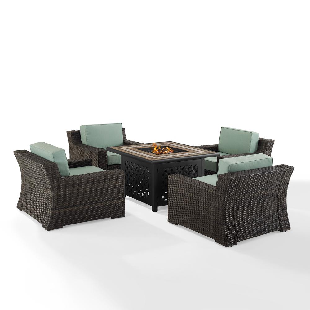 Beaufort 5Pc Outdoor Wicker Chair Set W/Fire Table Mist/Brown - Fire Table & 4 Chairs. Picture 8
