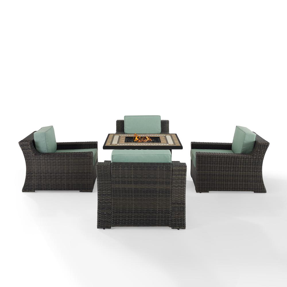 Beaufort 5Pc Outdoor Wicker Chair Set W/Fire Table Mist/Brown - Tucson Fire Table & 4 Chairs. Picture 9