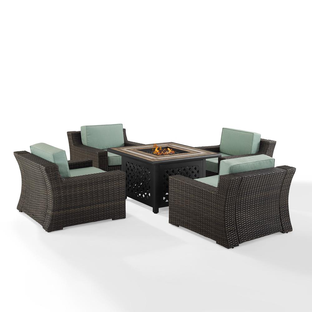 Beaufort 5Pc Outdoor Wicker Chair Set W/Fire Table Mist/Brown - Tucson Fire Table & 4 Chairs. Picture 10