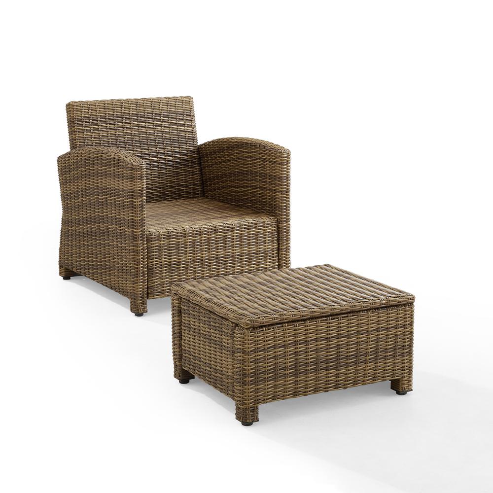 Bradenton 2Pc Outdoor Wicker Armchair Set Gray /Weathered Brown - Armchair & Ottoman. Picture 2