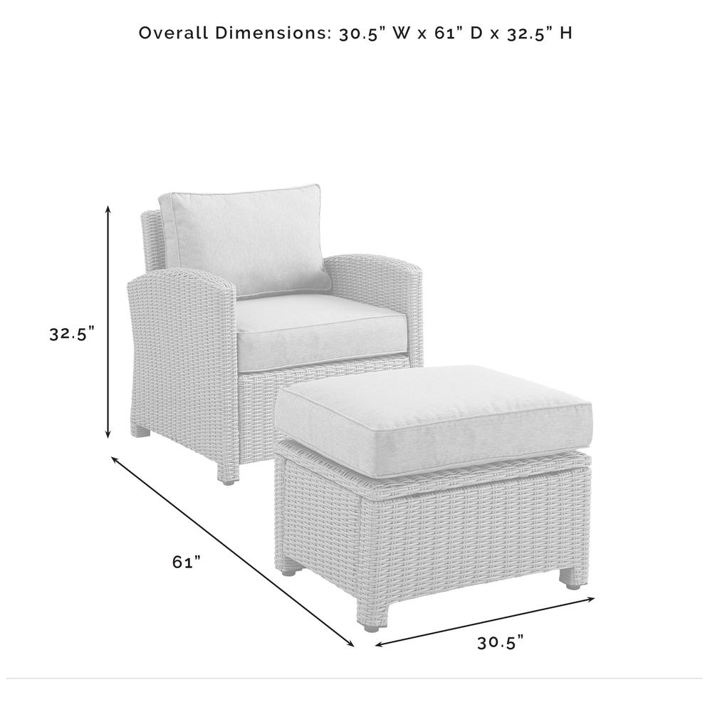 Bradenton 2Pc Outdoor Armchair Set - Sunbrella White/Weathered Brown - Armchair & Ottoman. Picture 10