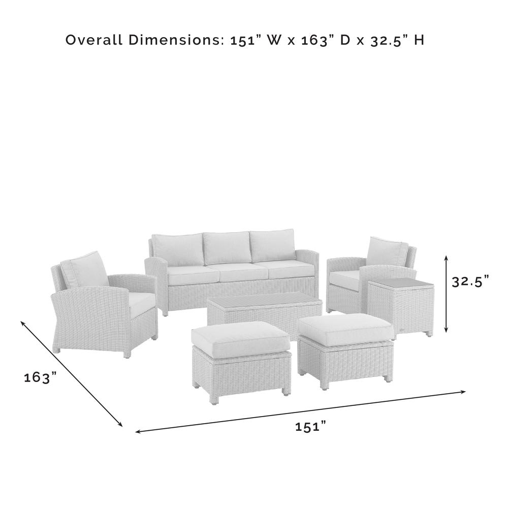 Bradenton 7Pc Outdoor Wicker Sofa Set Gray/Weathered Brown - Sofa, Coffee Table, Side Table, 2 Armchairs & 2 Ottomans. Picture 9