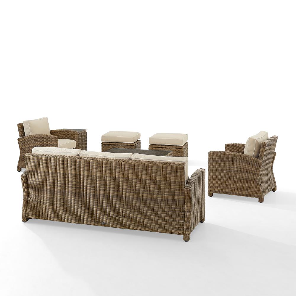 Bradenton 7Pc Outdoor Wicker Sofa Set Sand/Weathered Brown - Sofa, Coffee Table, Side Table, 2 Armchairs & 2 Ottomans. Picture 11