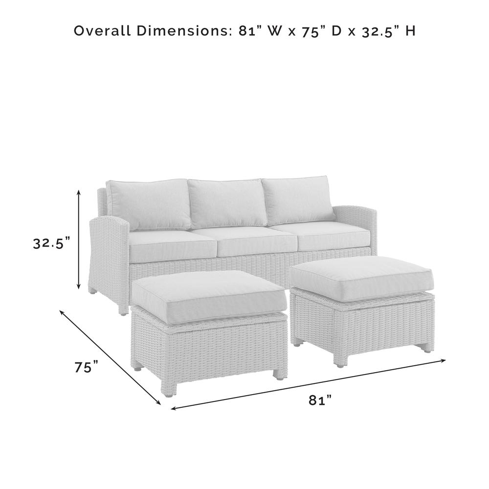 Bradenton 3Pc Outdoor Wicker Sofa Set Gray/Weathered Brown - Sofa & 2 Ottomans. Picture 10