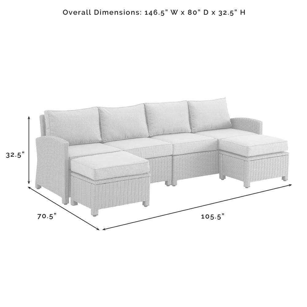 Bradenton 4Pc Outdoor Wicker Sectional Set Gray /Weathered Brown - Left Loveseat, Right Loveseat, & 2 Ottomans. Picture 10