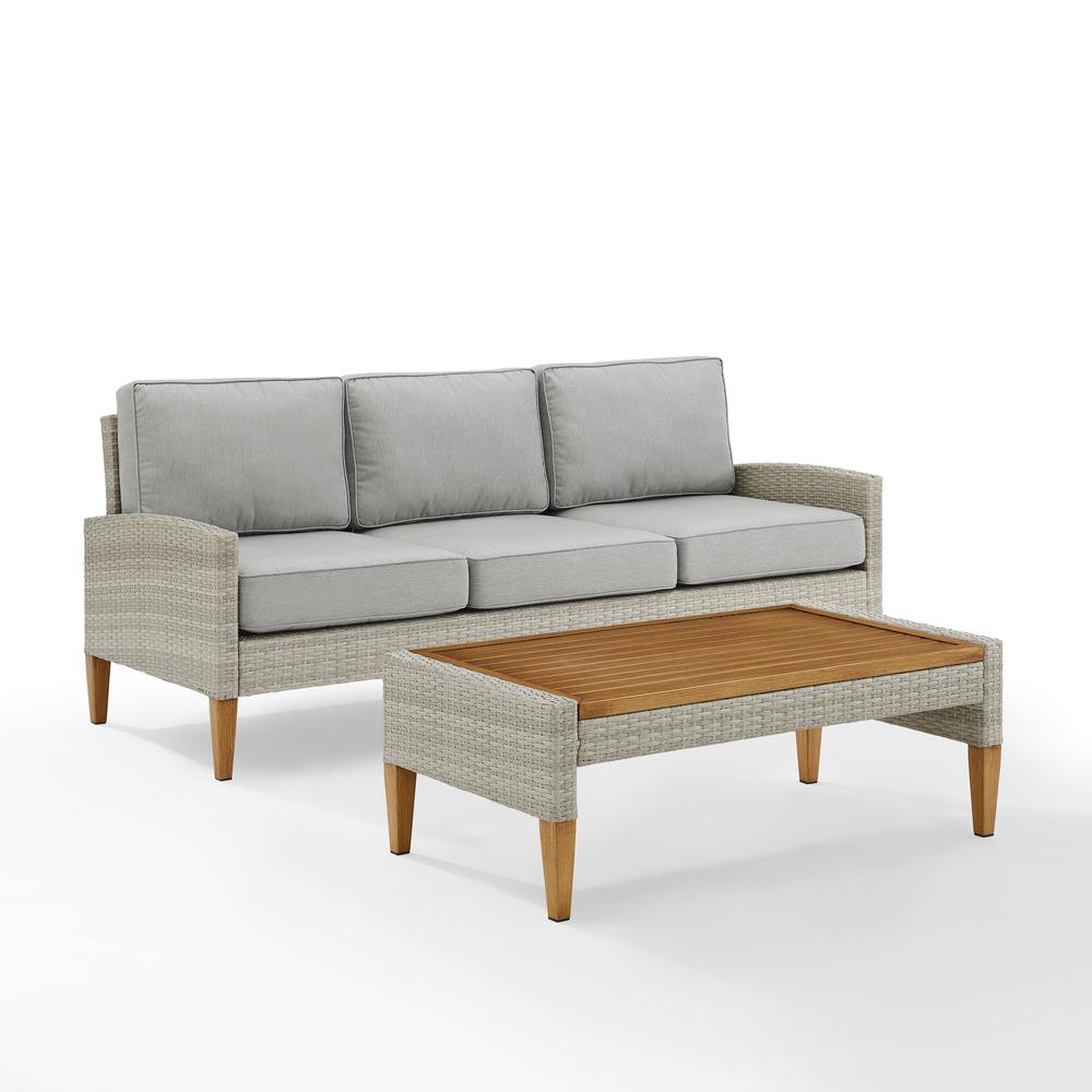 Capella Outdoor Wicker 2Pc Sofa Set Gray/Acorn - Sofa & Coffee Table. Picture 6