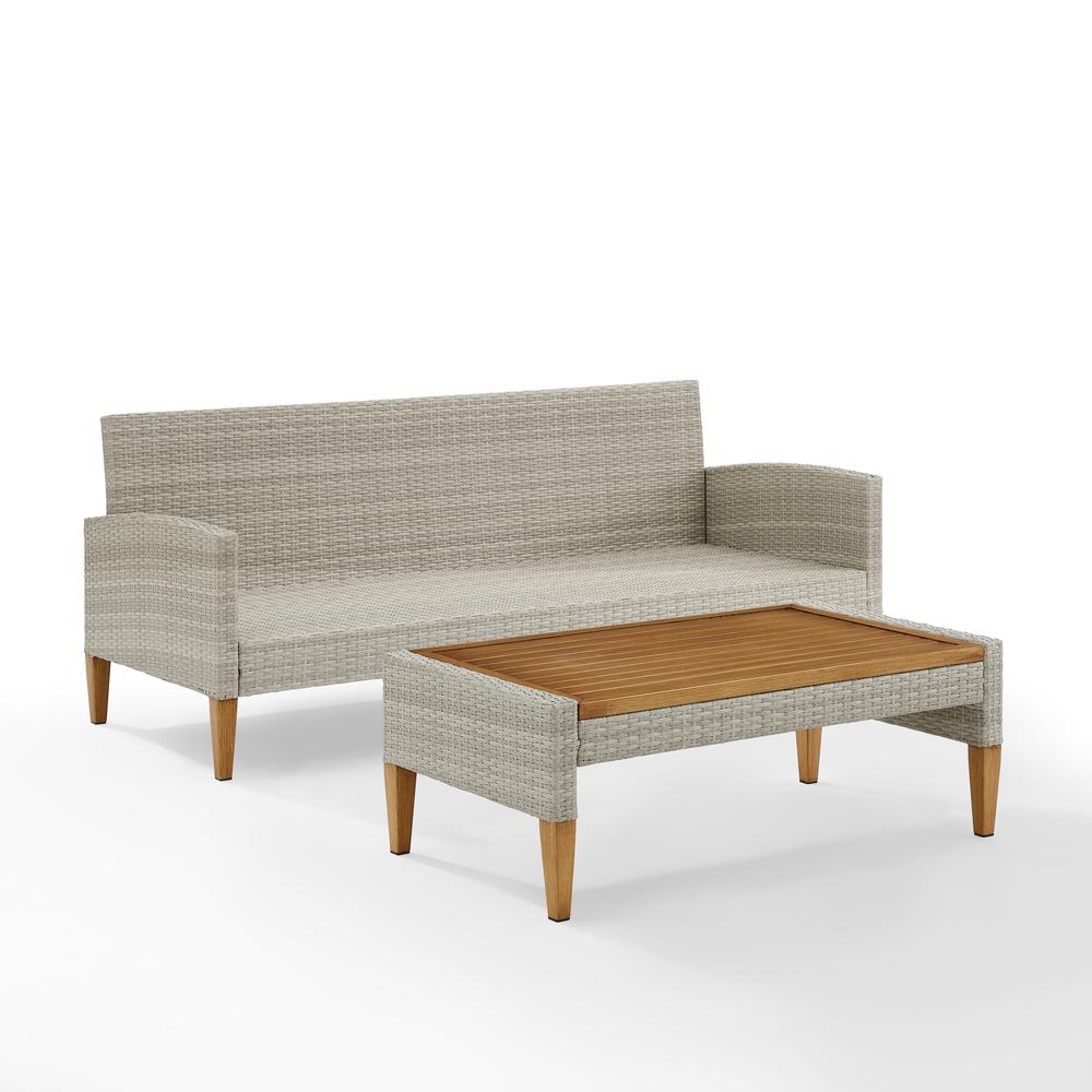 Capella Outdoor Wicker 2Pc Sofa Set Gray/Acorn - Sofa & Coffee Table. Picture 9