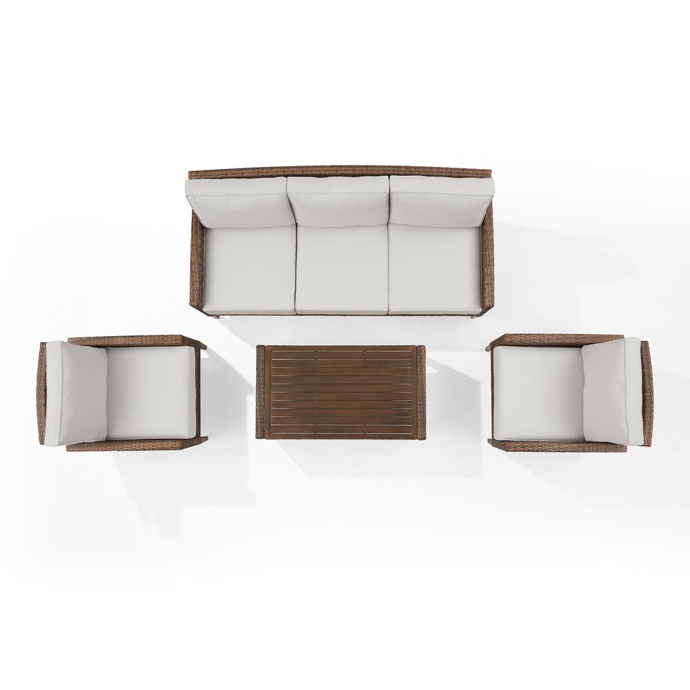 Capella Outdoor Wicker 4Pc Sofa Set Creme/Brown - Coffee Table, Sofa, & 2 Armchairs. Picture 5