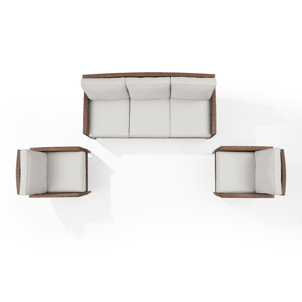 Capella Outdoor Wicker 3Pc Sofa Set Creme/Brown - Sofa & 2 Armchairs. Picture 3