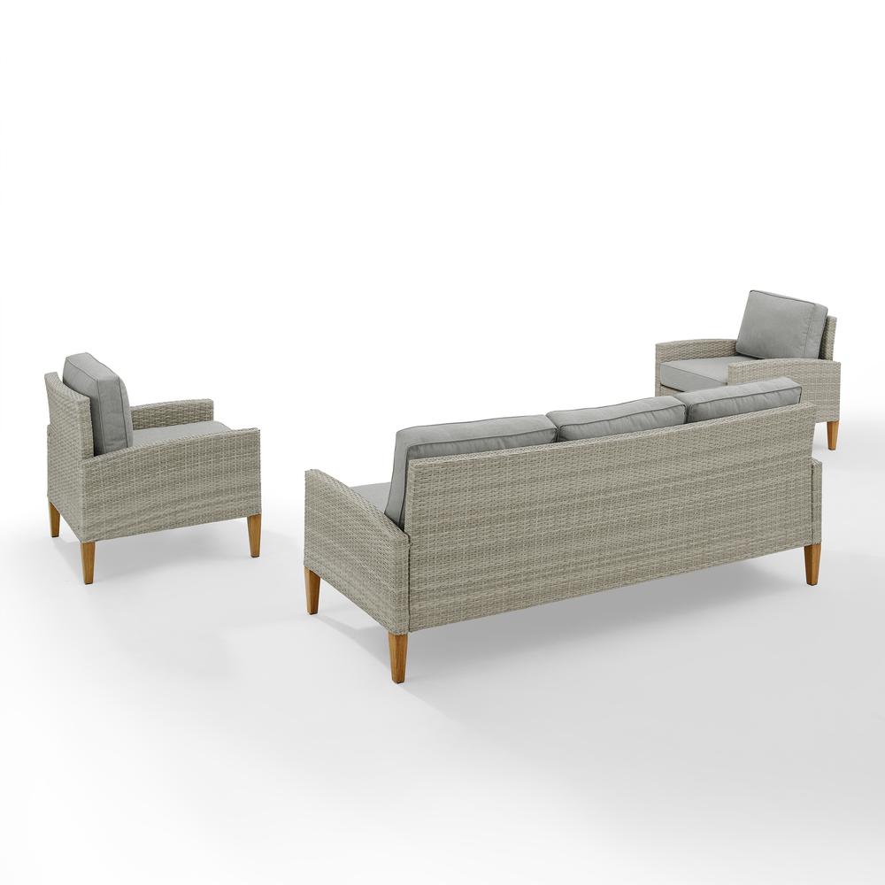 Capella Outdoor Wicker 3Pc Sofa Set Gray/Acorn - Sofa & 2 Armchairs. Picture 8
