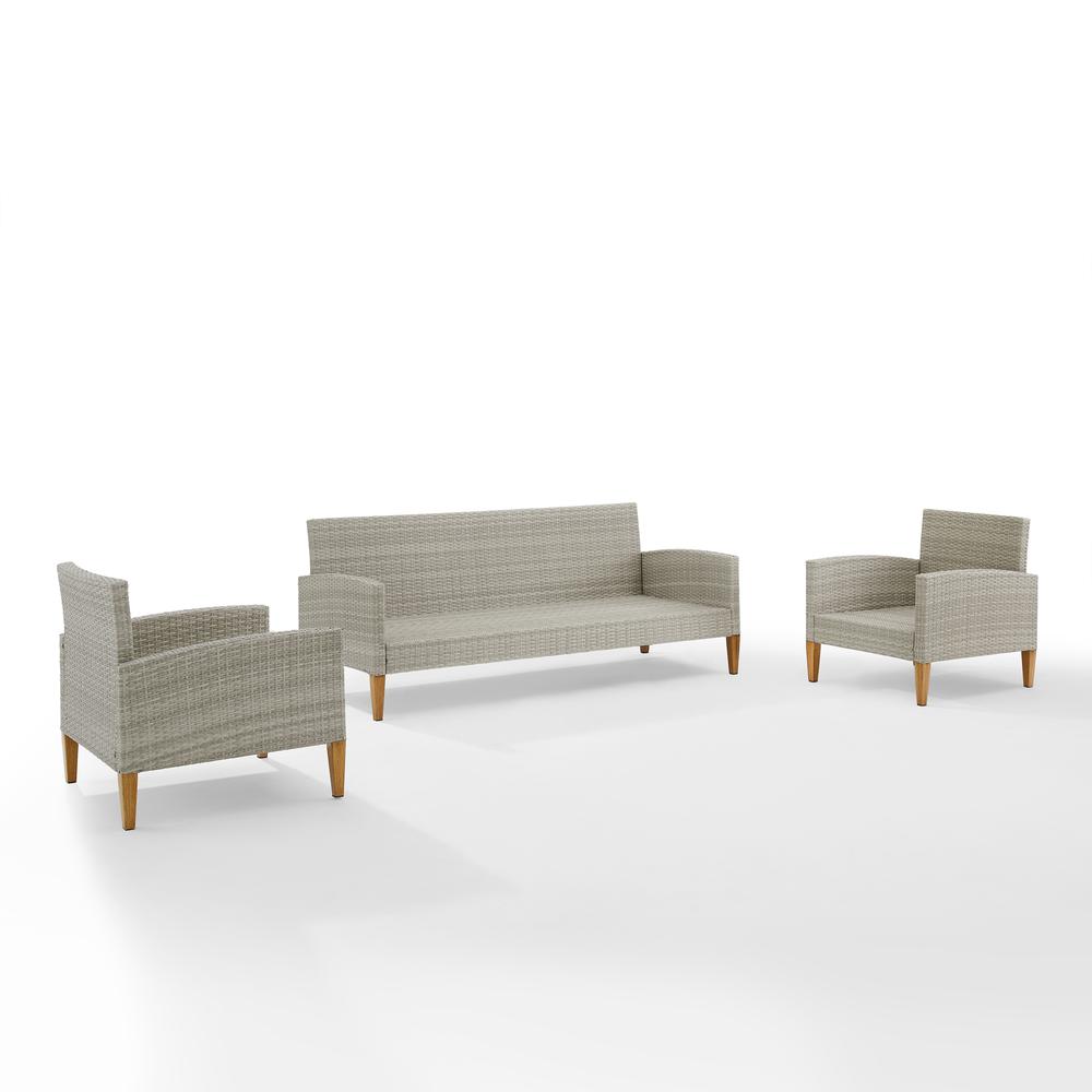 Capella Outdoor Wicker 3Pc Sofa Set Gray/Acorn - Sofa & 2 Armchairs. Picture 9