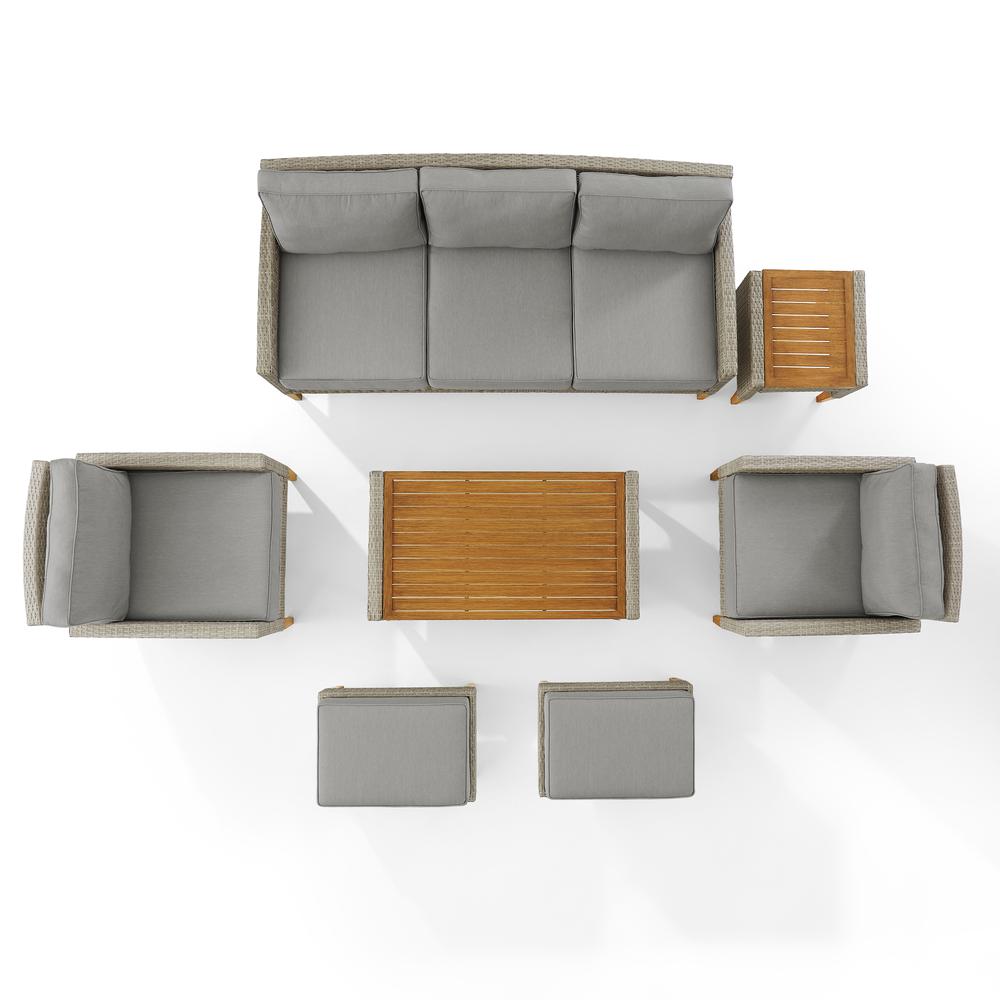 Capella 7Pc Outdoor Wicker Sofa Set Gray/Acorn - Sofa, Coffee Table, Side Table, 2 Armchairs, & 2 Ottomans. Picture 12