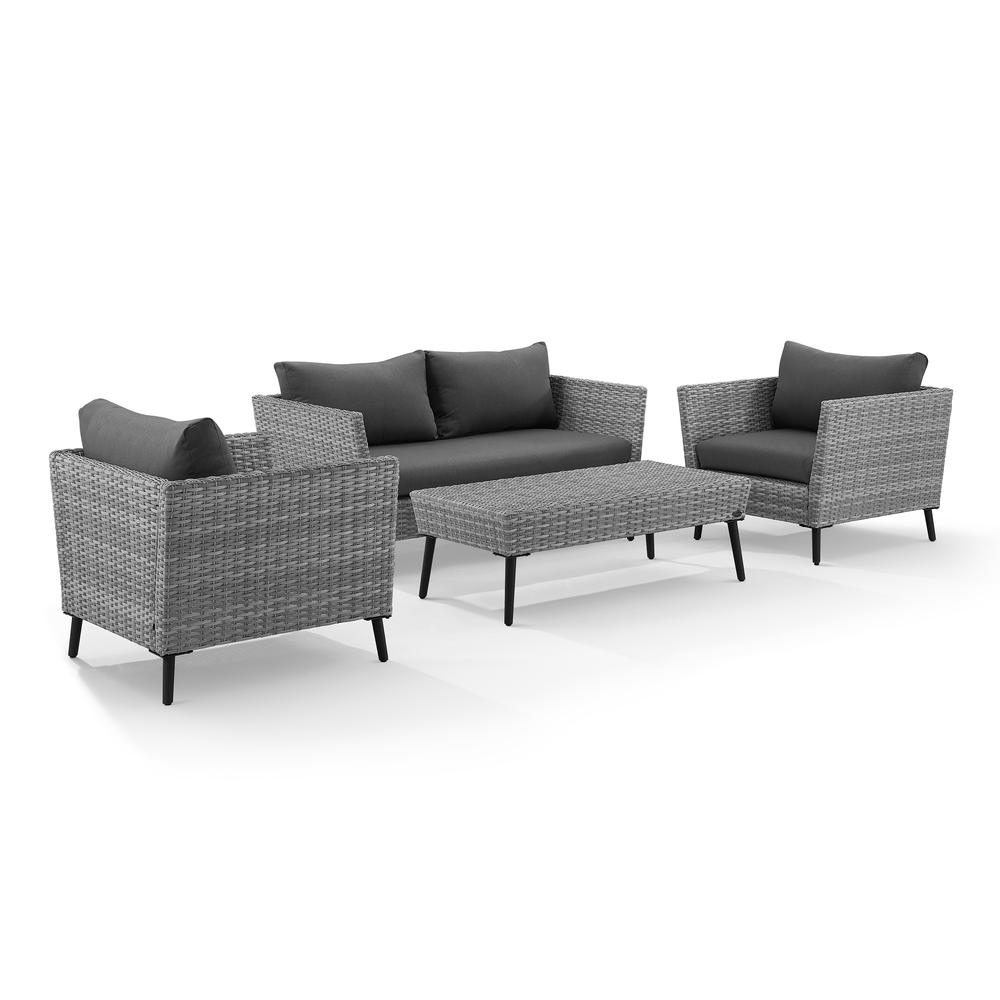 Richland 4Pc Outdoor Wicker Conversation Set Gray - Loveseat, 2 Arm Chairs, Coffee Table. Picture 8
